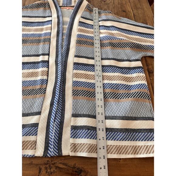 Vilagallo Open Front Cardigan Sweater Size Large (44) Stripped Knit Coverup - Picture 12 of 16